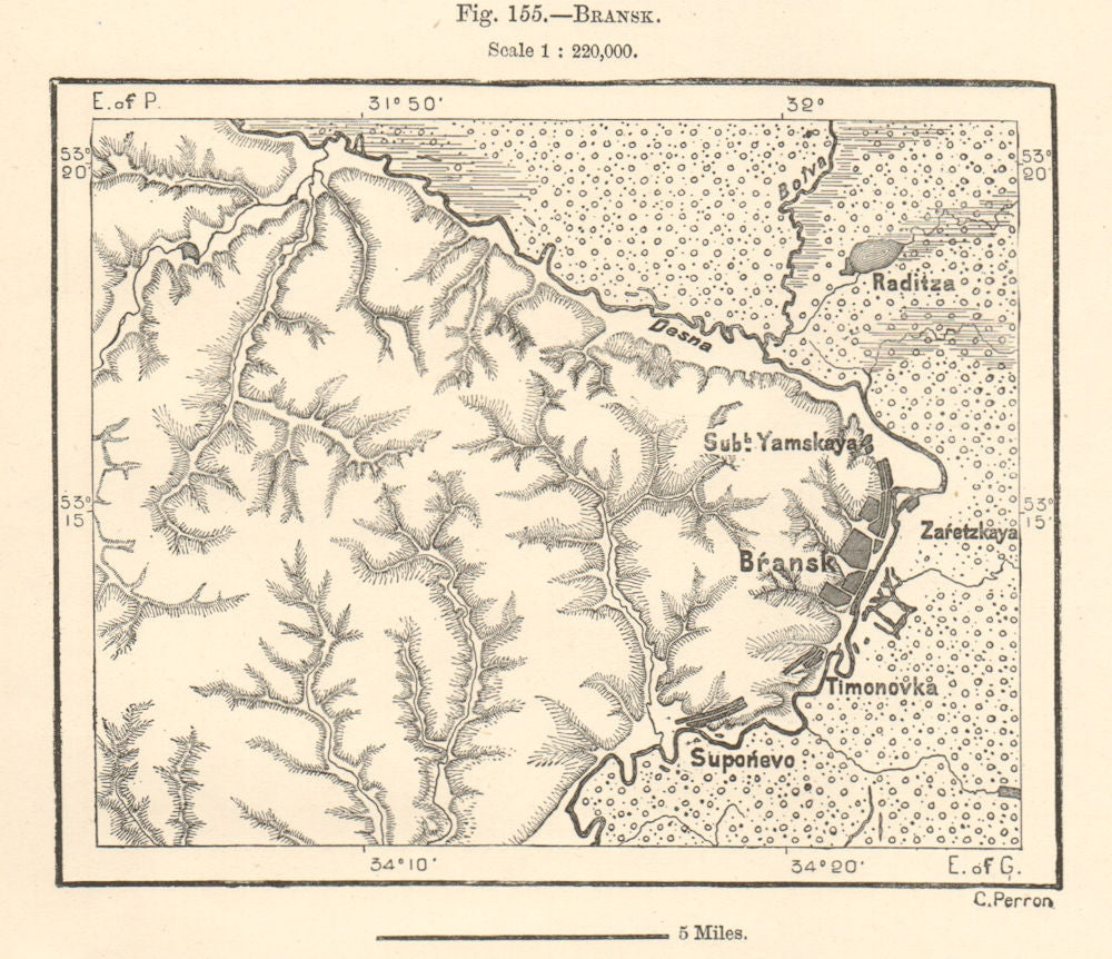 Bransk. Bryansk & environs. Russia. Sketch map 1885 old antique plan chart
